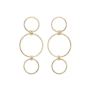 14k Mixed Triple Circle Drop Earrings - SALE