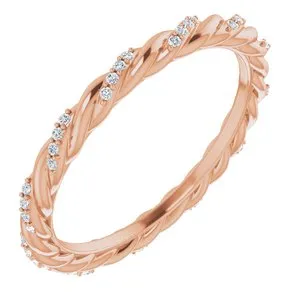 14K Rose 1/10 CTW Diamond Rope Eternity Band Size 7