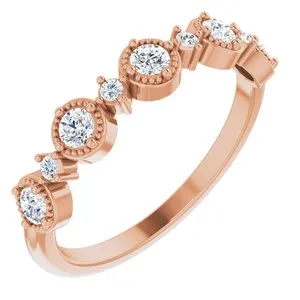 14K Rose 1/3 CTW Natural Diamond Beaded Halo Anniversary Band