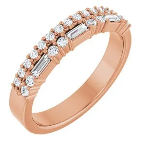 14K Rose 1/3 CTW Natural Diamond Double Row Anniversary Band