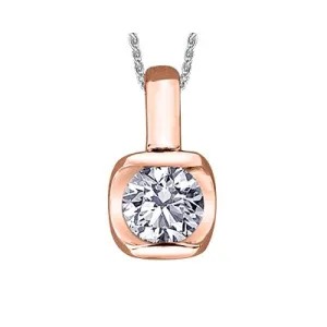 14K Rose and White Gold (0.15ct - 0.30ct) Canadian Diamond Solitaire Pendant