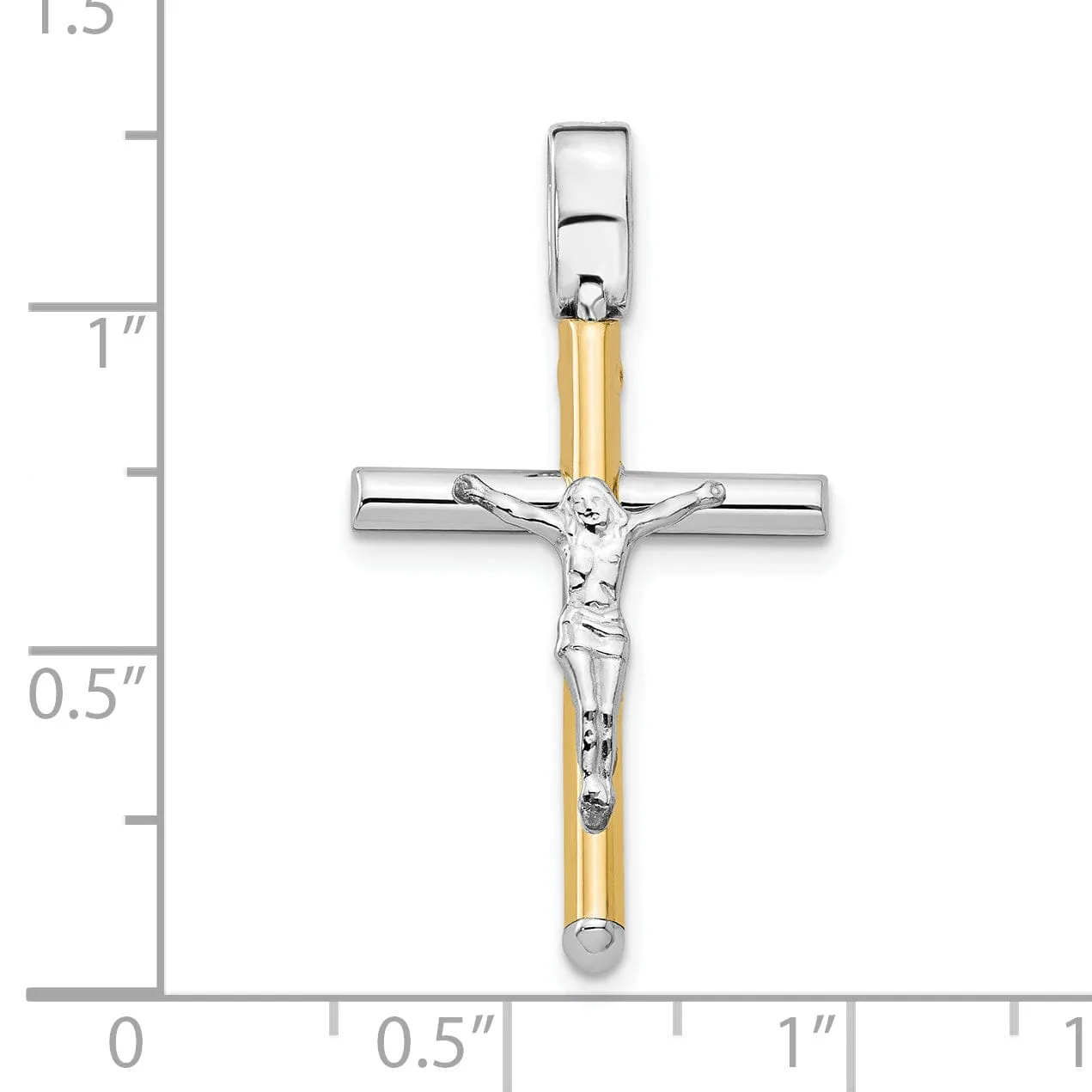 14k Two Tone Gold Polished Crucifix Pendant