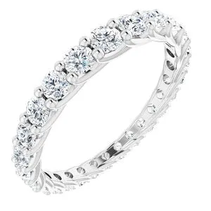 14K White 1 1/3 CTW Diamond Graduated Eternity Band Size 7