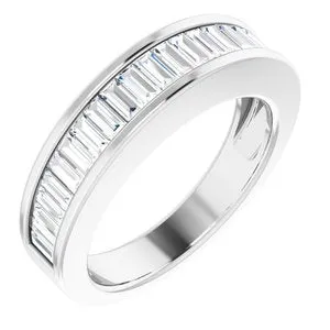 14K White 1 CTW Diamond Baguette Anniversary Band Size 6