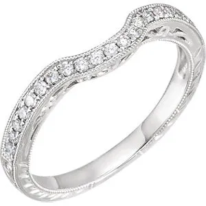 14K White 1/10 CTW Diamond Filigree Band