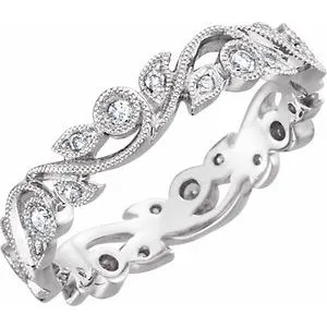 14K White 1/4 CTW Diamond Eternity Band Size 7