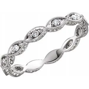 14K White 1/8 CTW Diamond Anniversary Band Size 5.5