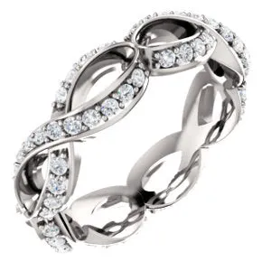 14K White 5/8 CTW Diamond Sculptural-Inspired Eternity Band Size 7.5