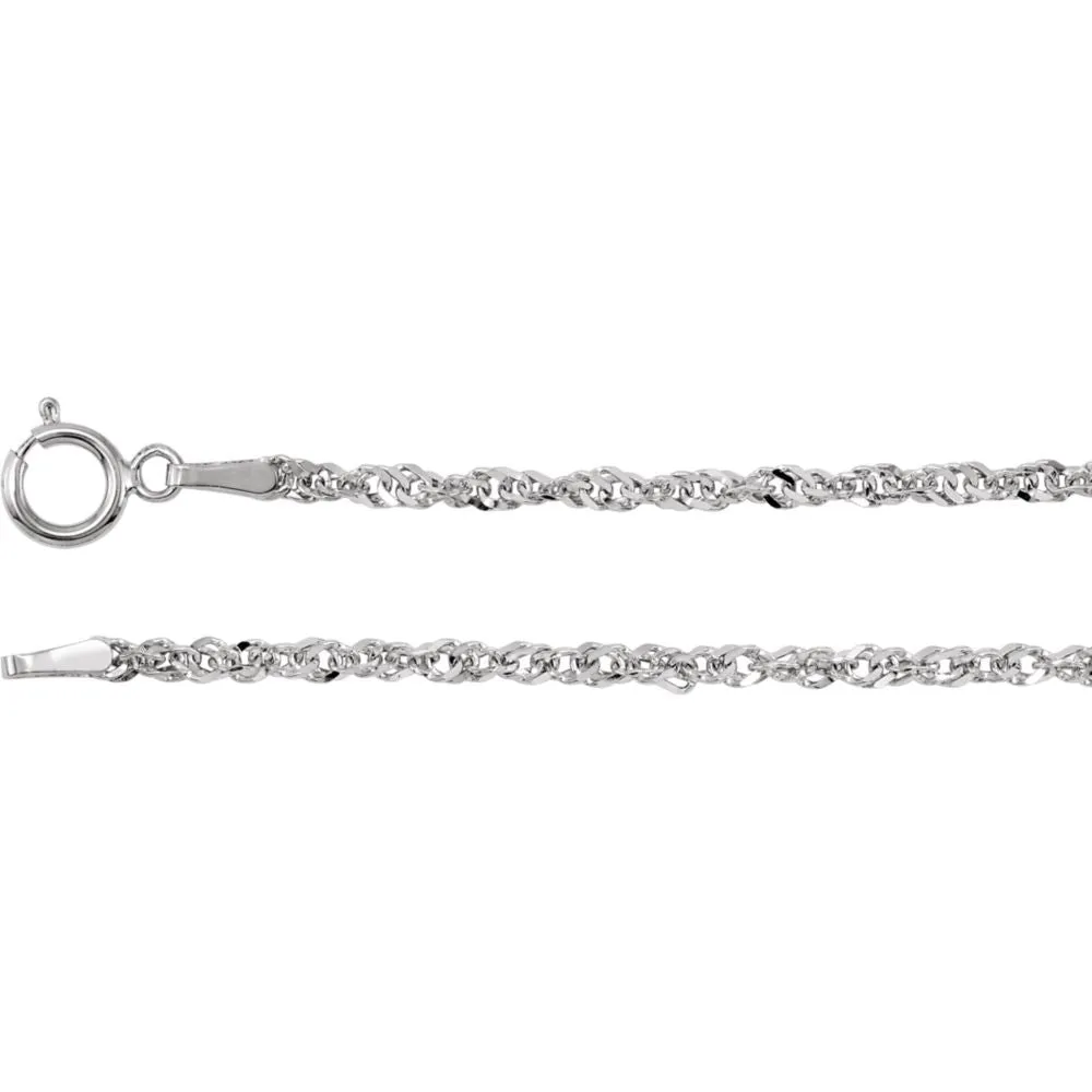 14k White Gold 1.75mm Sparkling Singapore 7.5" Chain