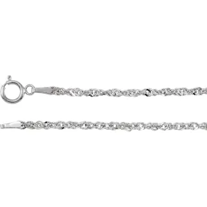 14k White Gold 1.75mm Sparkling Singapore 7.5" Chain