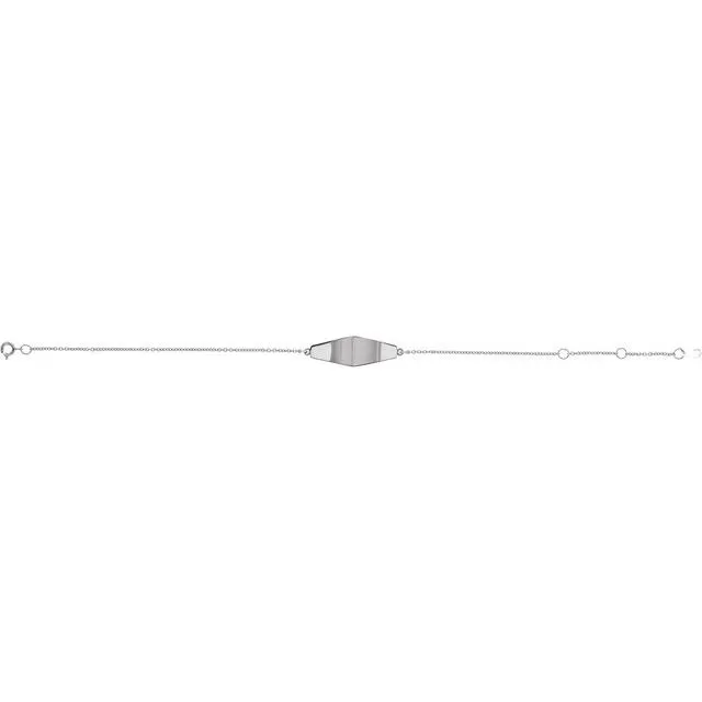 14K White Gold Curved Bar 6-7" Bracelet