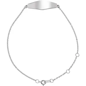 14K White Gold Curved Bar 6-7" Bracelet
