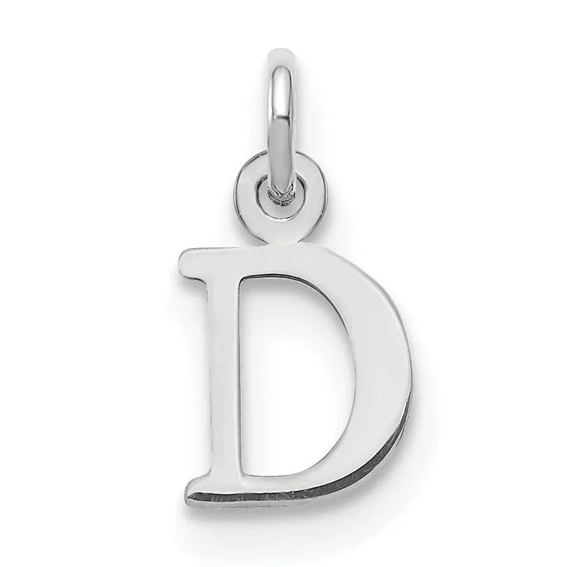 14k White Gold Cut-Out Letter D Initial Design Charm Pendant