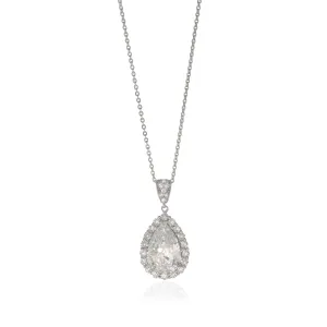 14K White Gold CZ Pear Pendant Necklace