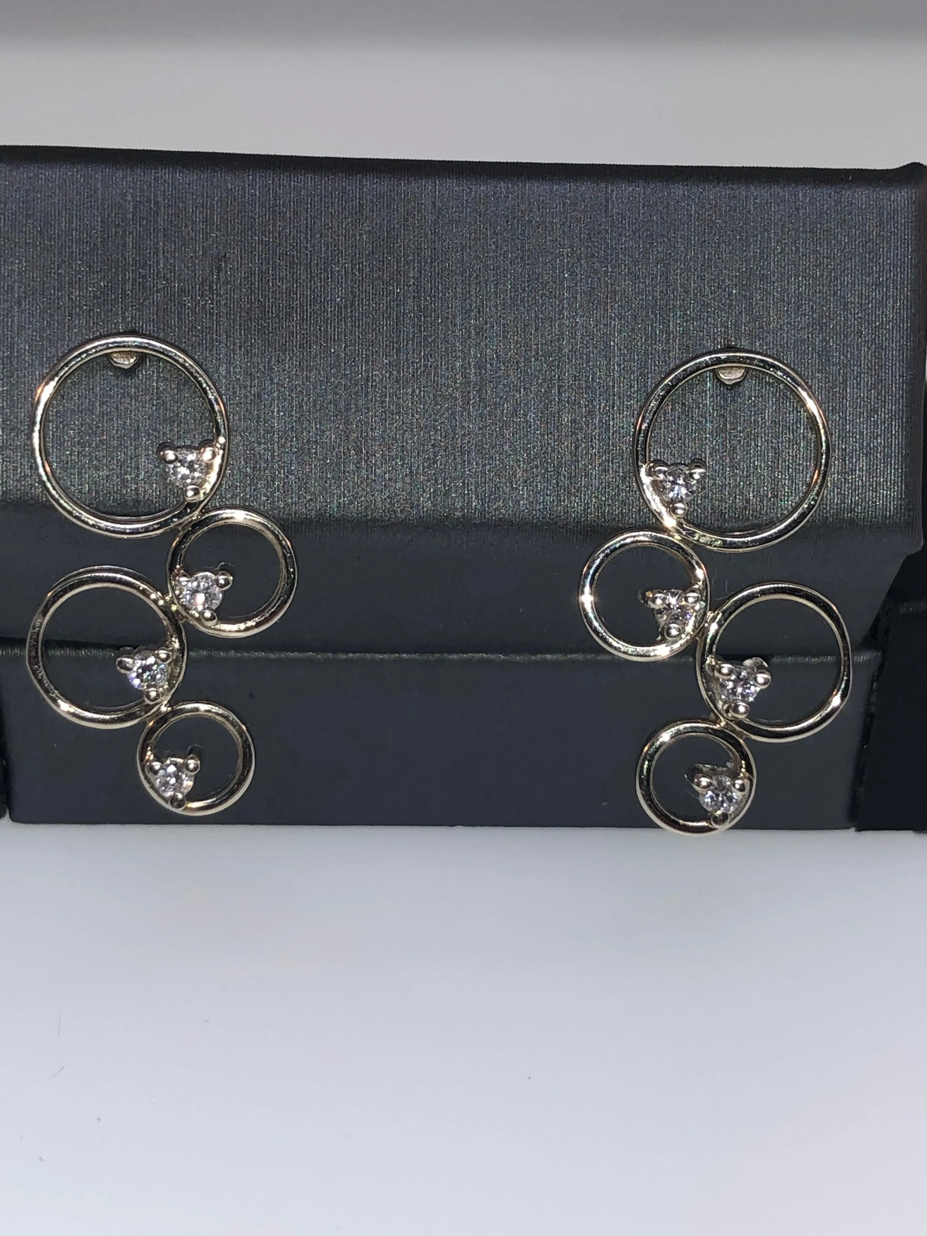 14K White Gold Modern Waterfall Diamond Earrings