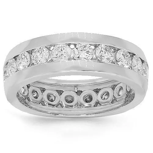 14K White Solid Gold Womens Diamond Eternity Ring Band 1.75 Ctw