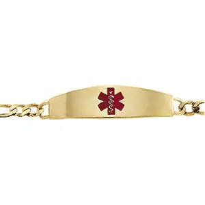 14K Yellow & Red Enamel Medical Identification 8" Bracelet
