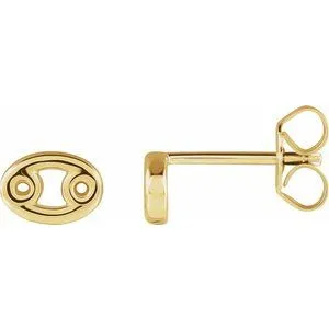 14K Yellow Cancer Zodiac Earrings