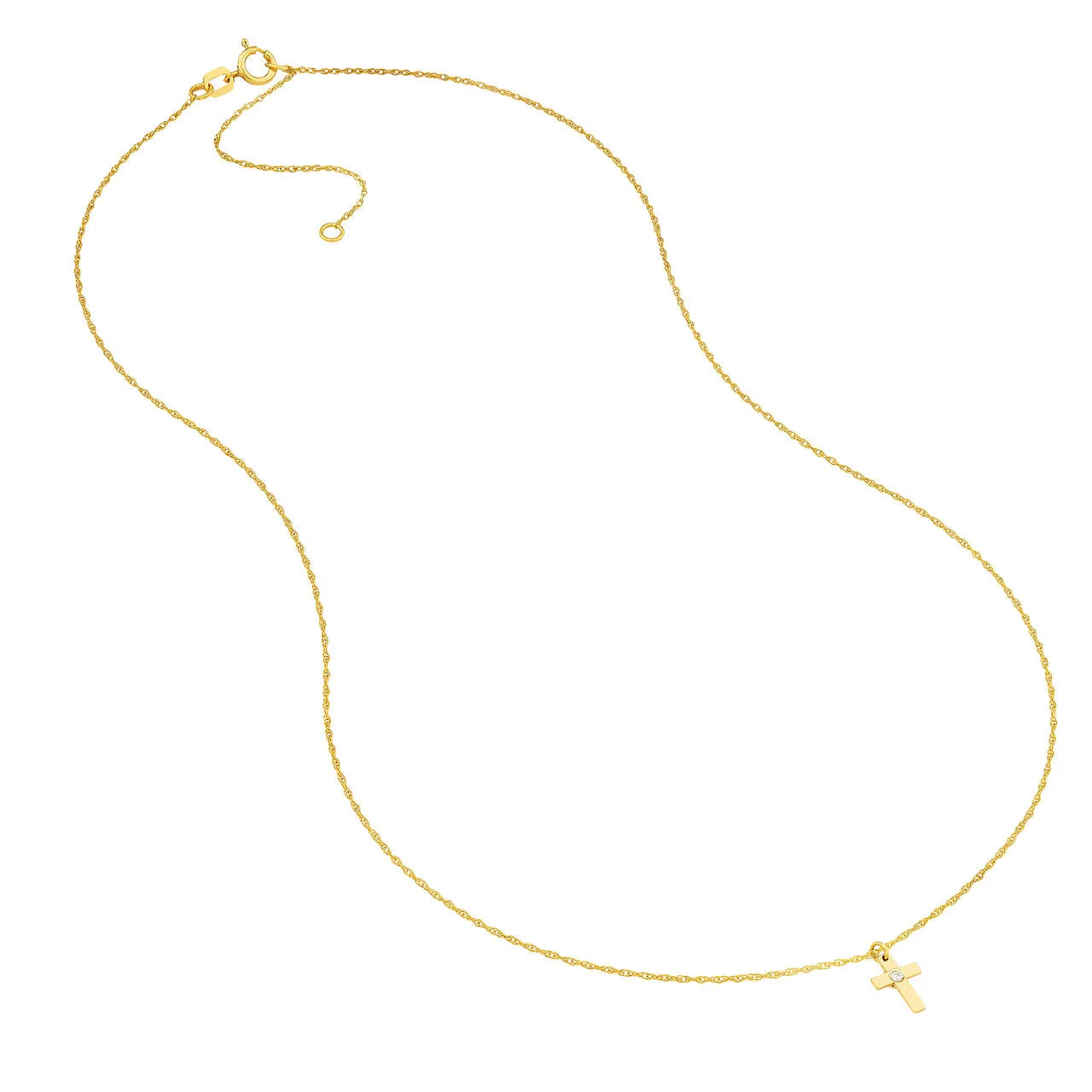14K Yellow Gold 1.1pt. Diamond Cross Pendant Necklace