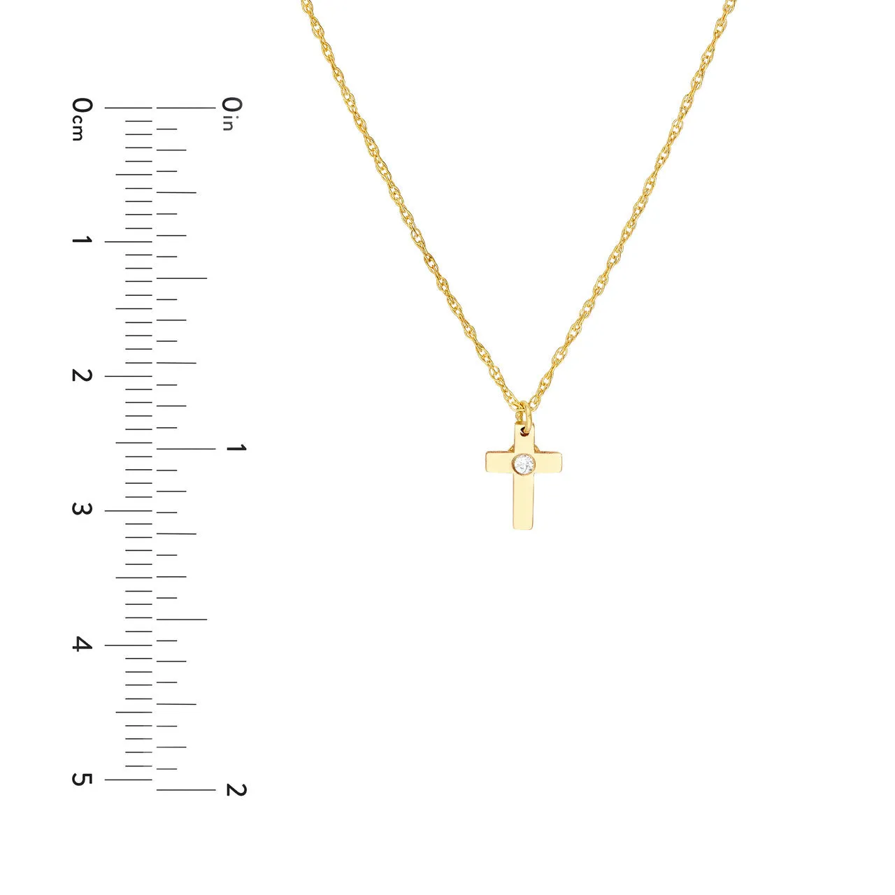14K Yellow Gold 1.1pt. Diamond Cross Pendant Necklace