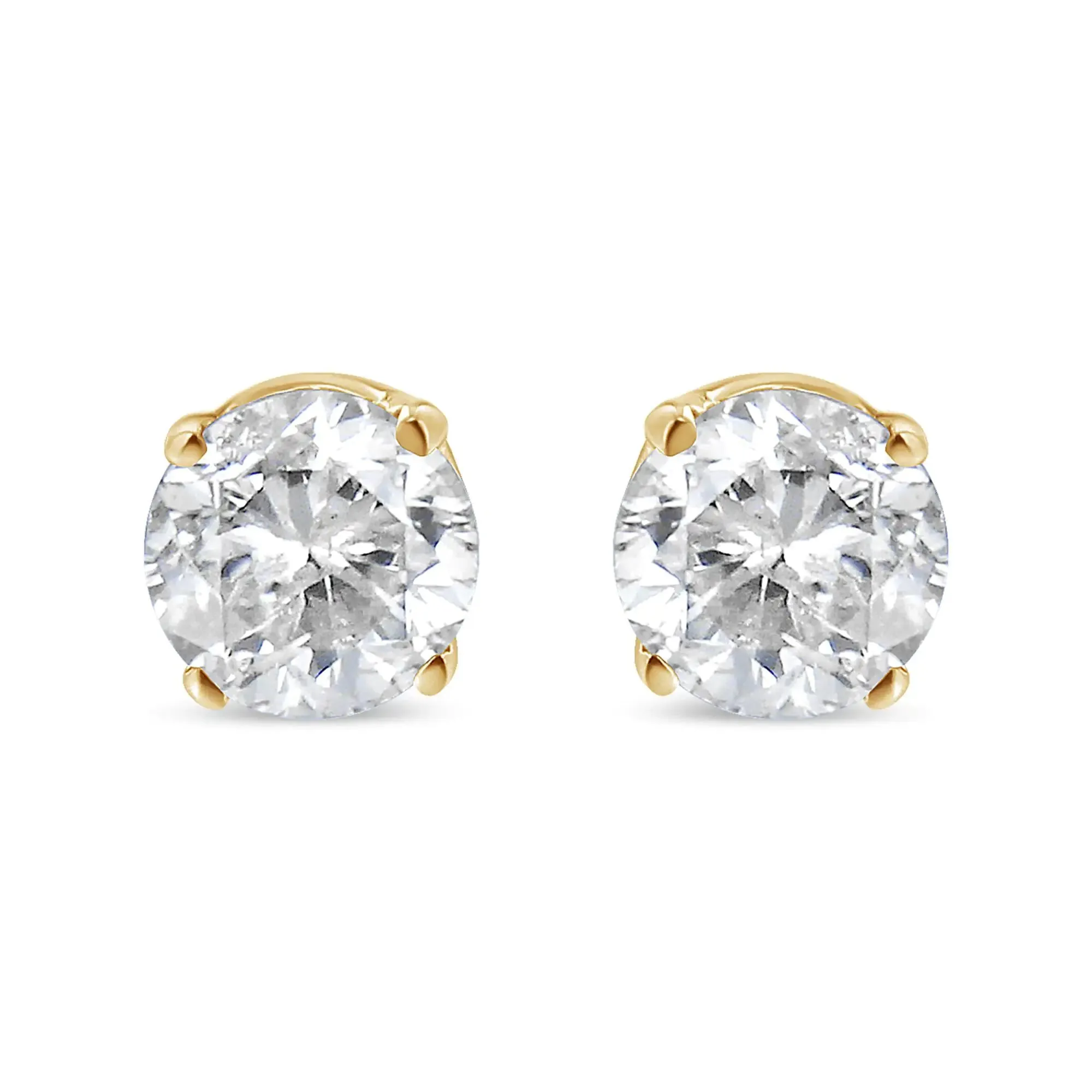 14K Yellow Gold 1/4 Cttw Round Brilliant-Cut Diamond Classic 4-Prong Stud Earrings (L-M Color, I1-I2 Clarity)