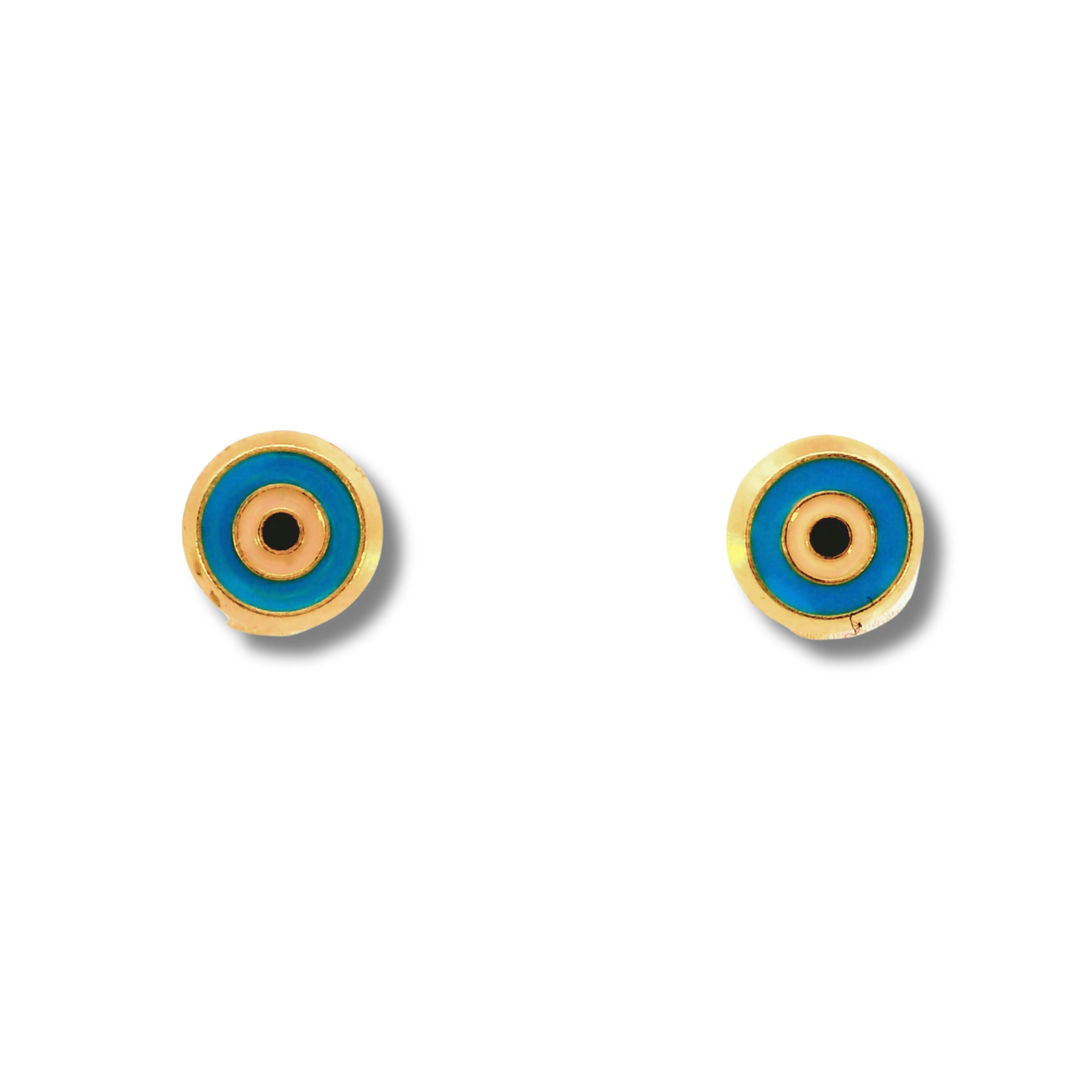 14K Yellow Gold Blue "Mal de Ojo" Stud Earrings