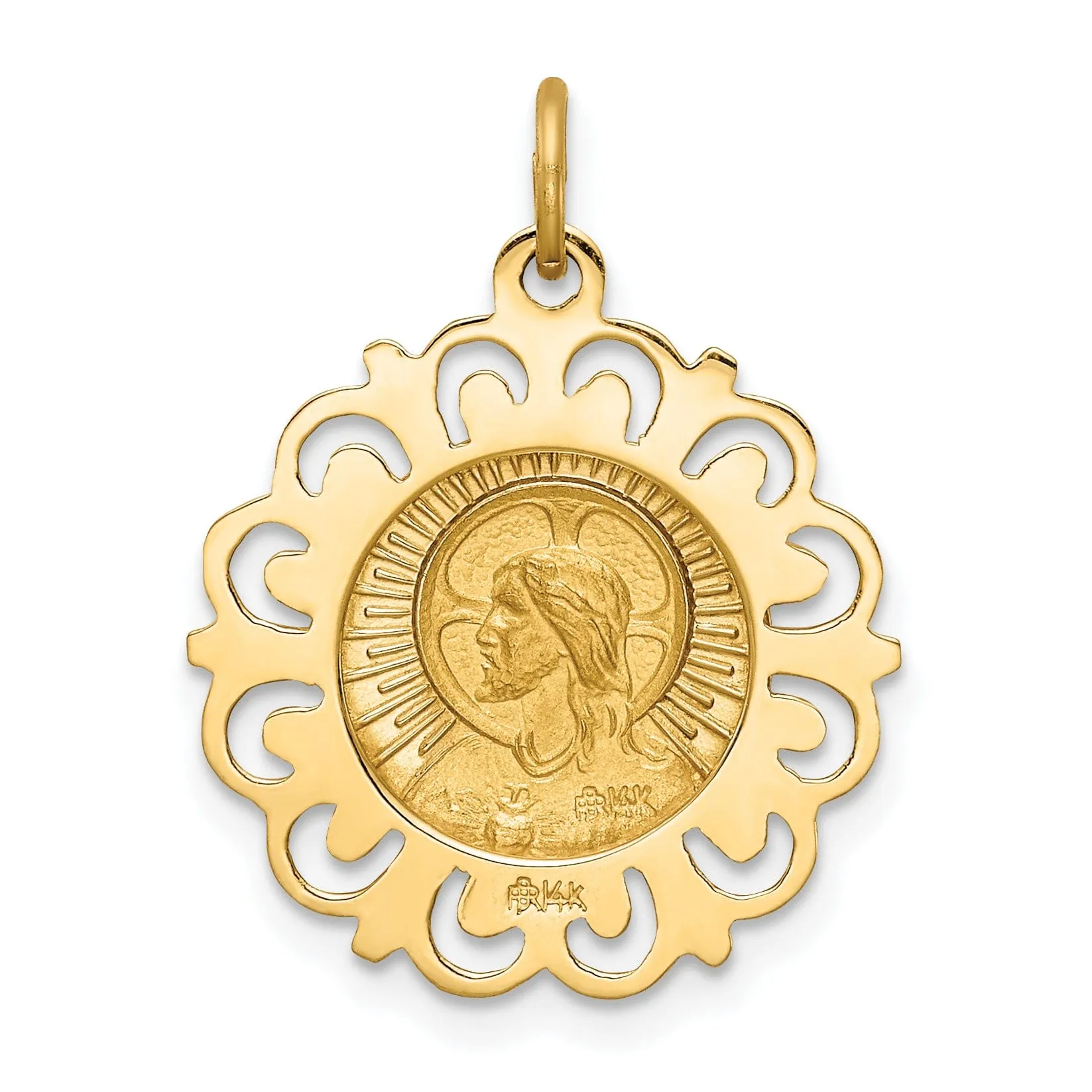 14k Yellow Gold Matka Boska Medal Pendant