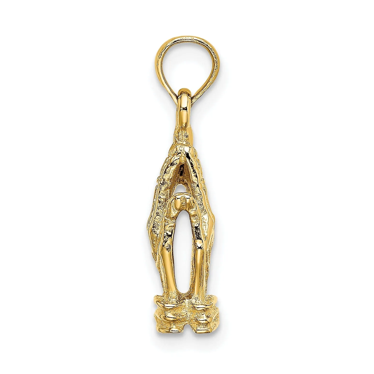 14K Yellow Gold Polished Finish 3-D Praying Hands Charm Pendant