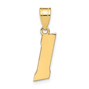 14k Yellow Gold Polished Finish Block Script Design Number 1 Charm Pendant