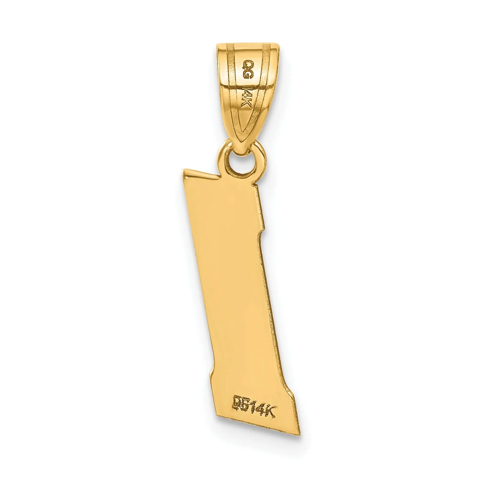 14k Yellow Gold Polished Finish Block Script Design Number 1 Charm Pendant