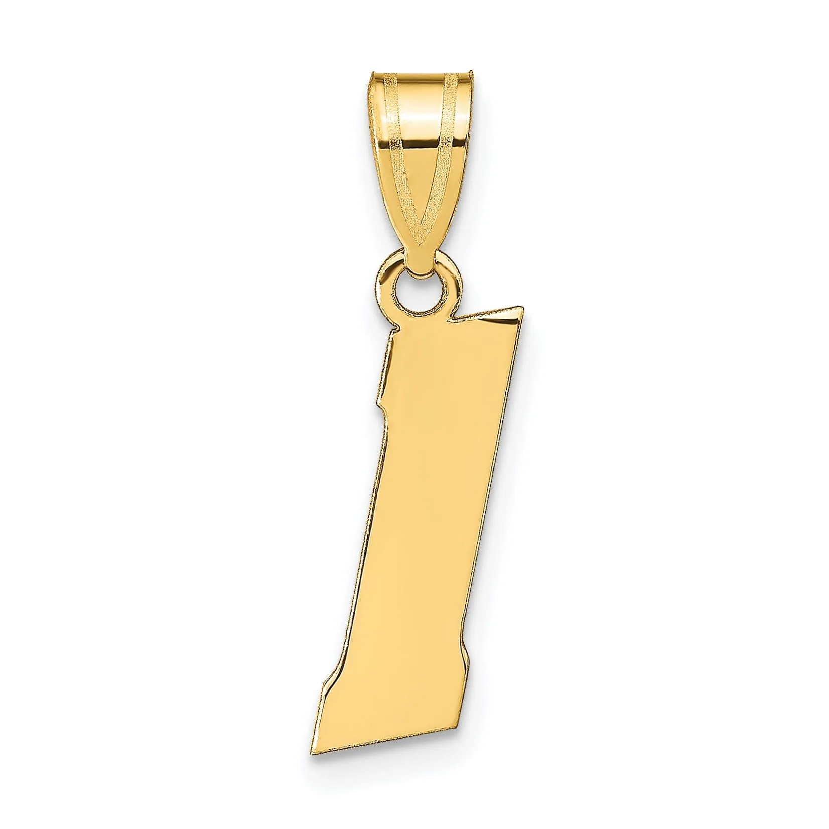 14k Yellow Gold Polished Finish Block Script Design Number 1 Charm Pendant