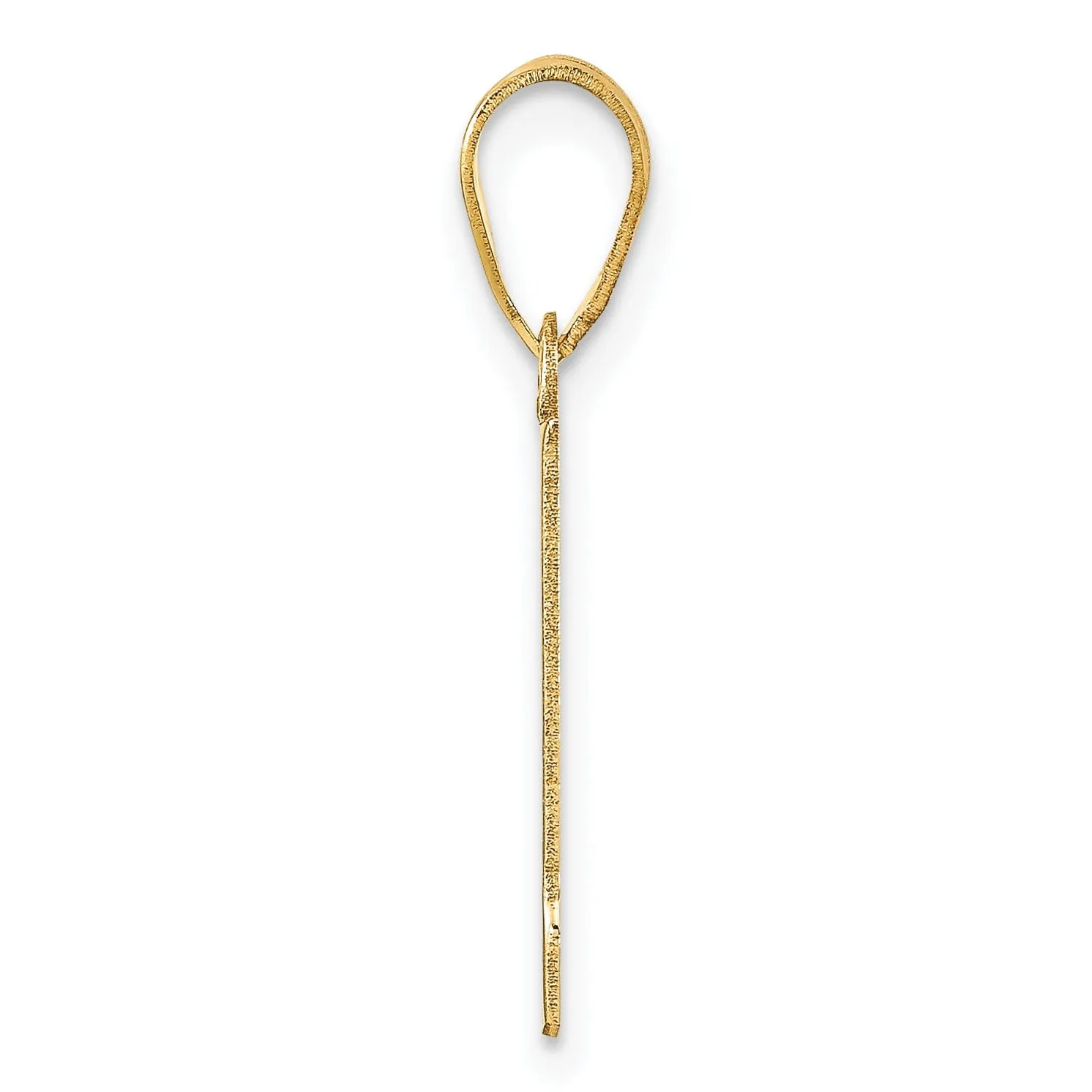 14k Yellow Gold Polished Finish Block Script Design Number 1 Charm Pendant