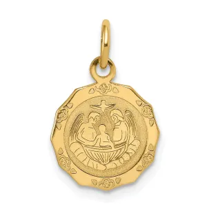 14k Yellow Gold Texture Polished Finish Baptism Charm Pendant