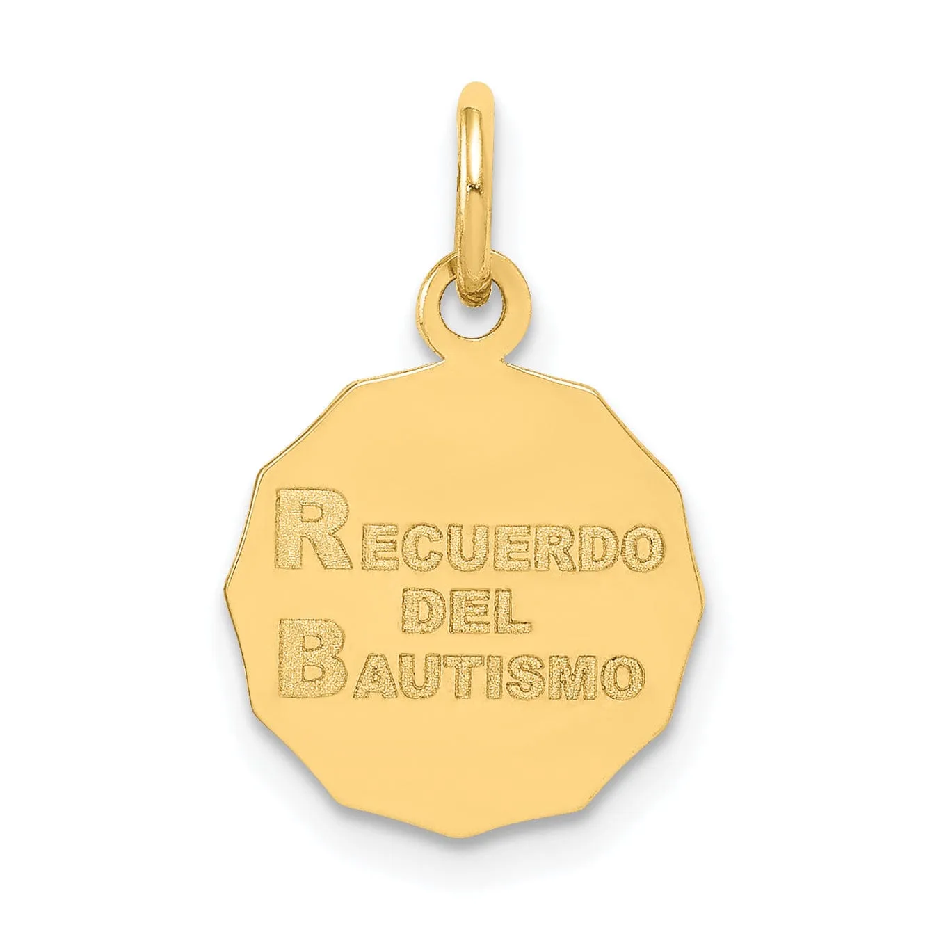 14k Yellow Gold Texture Polished Finish Baptism Charm Pendant