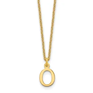 14k Yellow Gold Tiny Cut Out Block Letter O Initial Pendant and Necklace