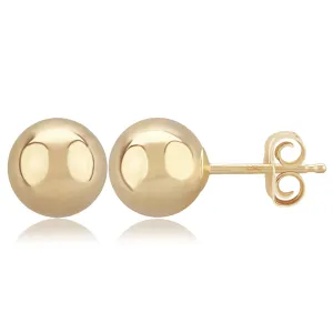 14K Yellow Stud Earrings 7 mm