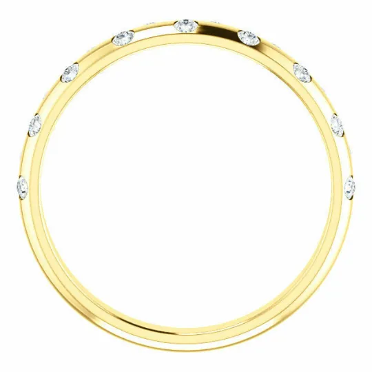 14KT Yellow Gold 1/6 CT Gypsy Set Diamond Thin Band Ring