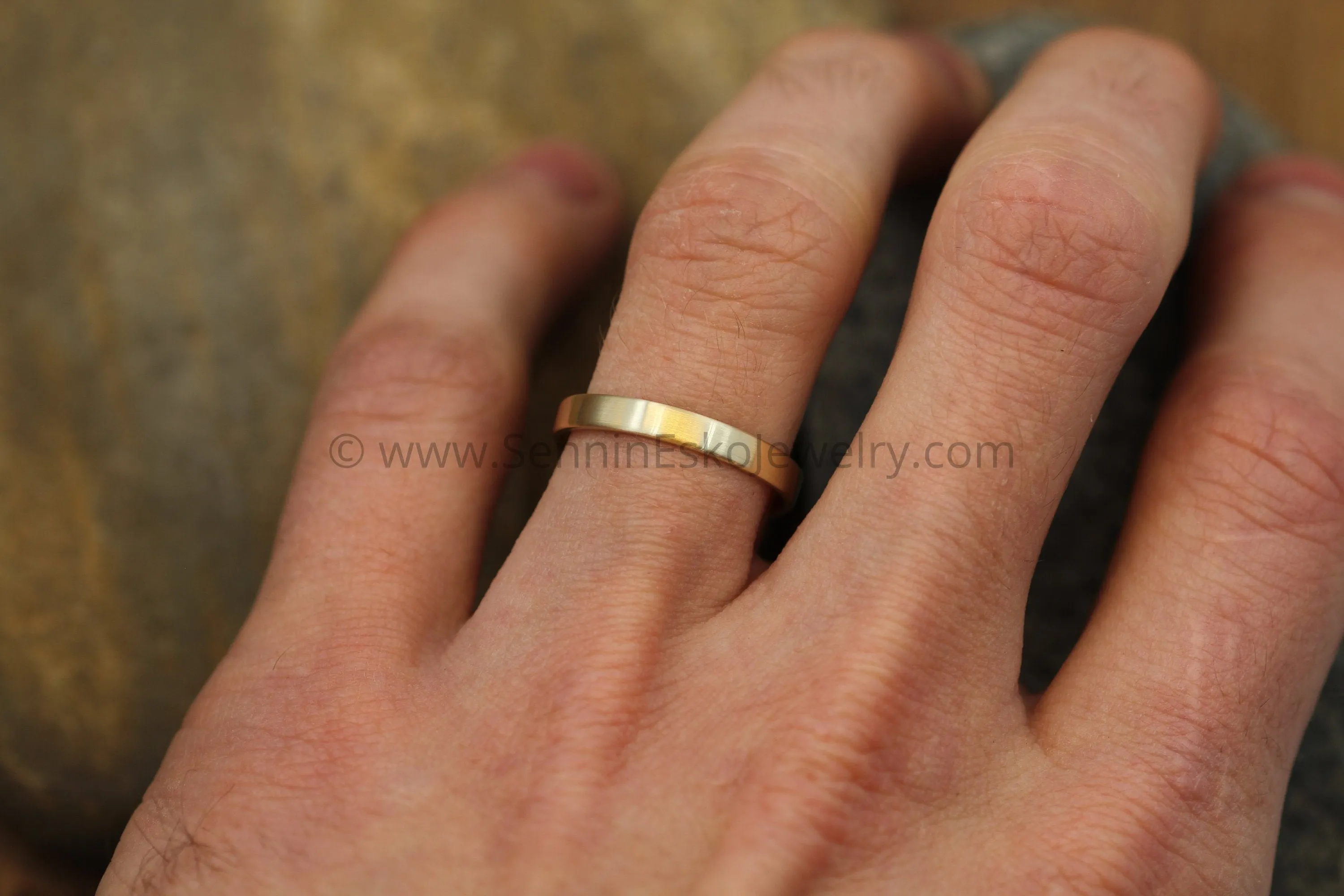 14kt Yellow Gold 3x1mm Flat Band - Matte Finish
