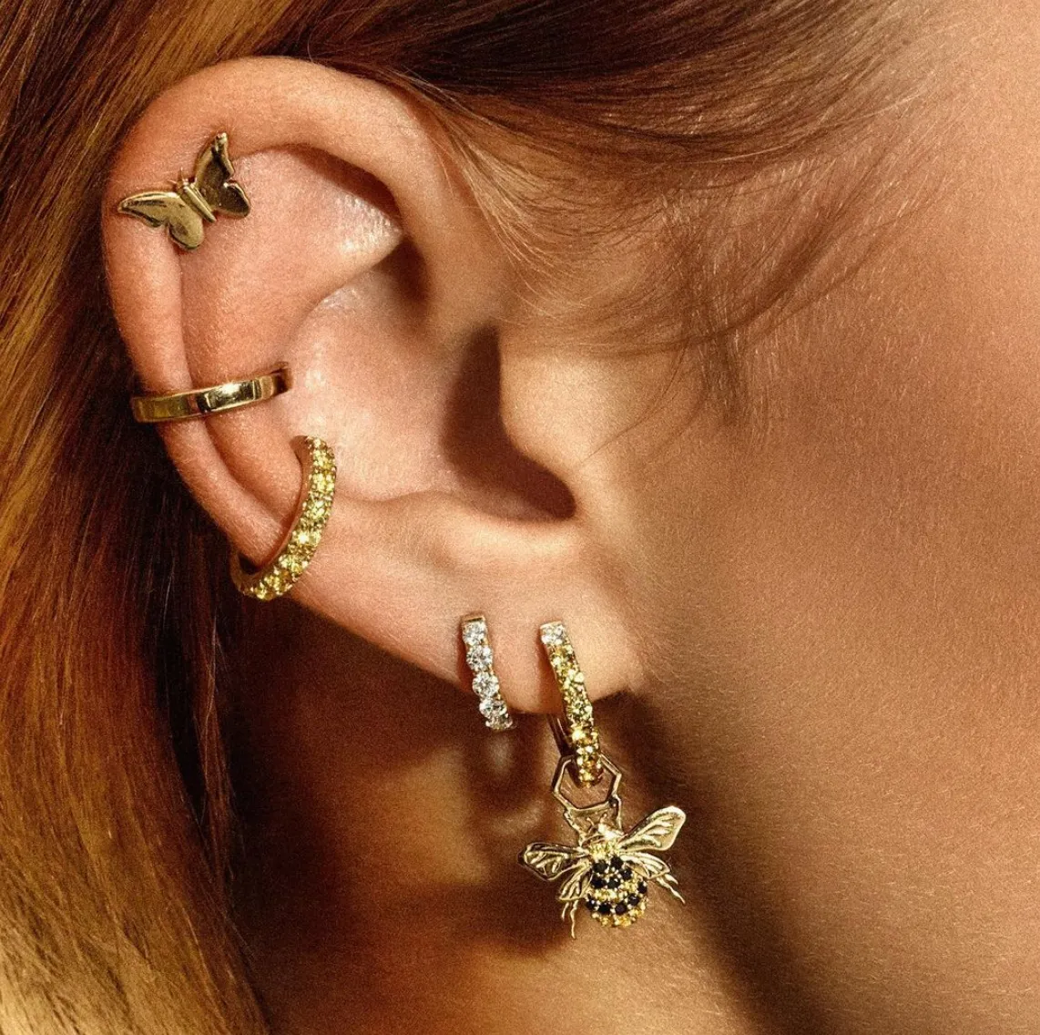 14KY Single Butterfly Stud