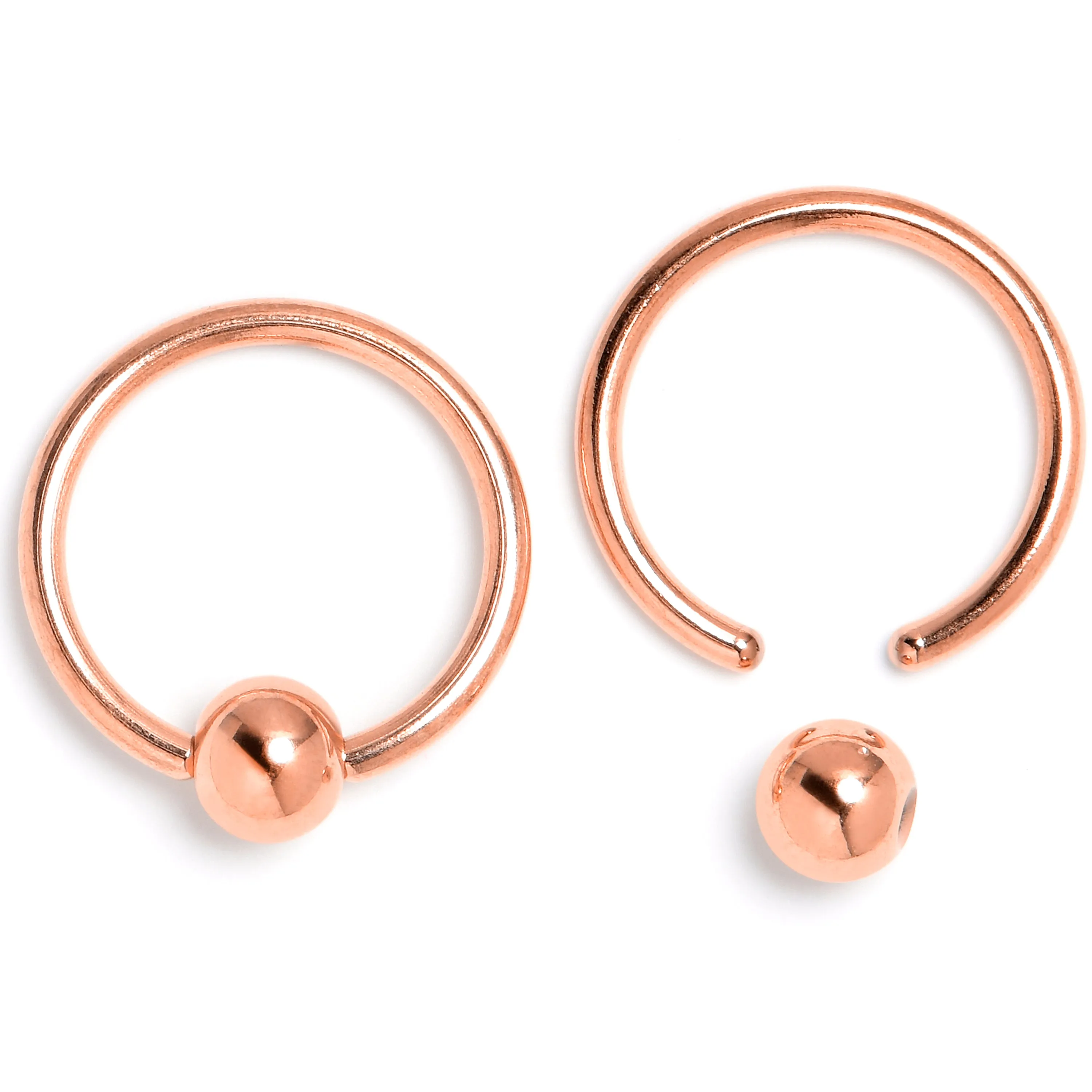 16 Gauge 3/8 Clear Gem Rose Gold Tone Butterfly BCR Captive Ring Set of 4