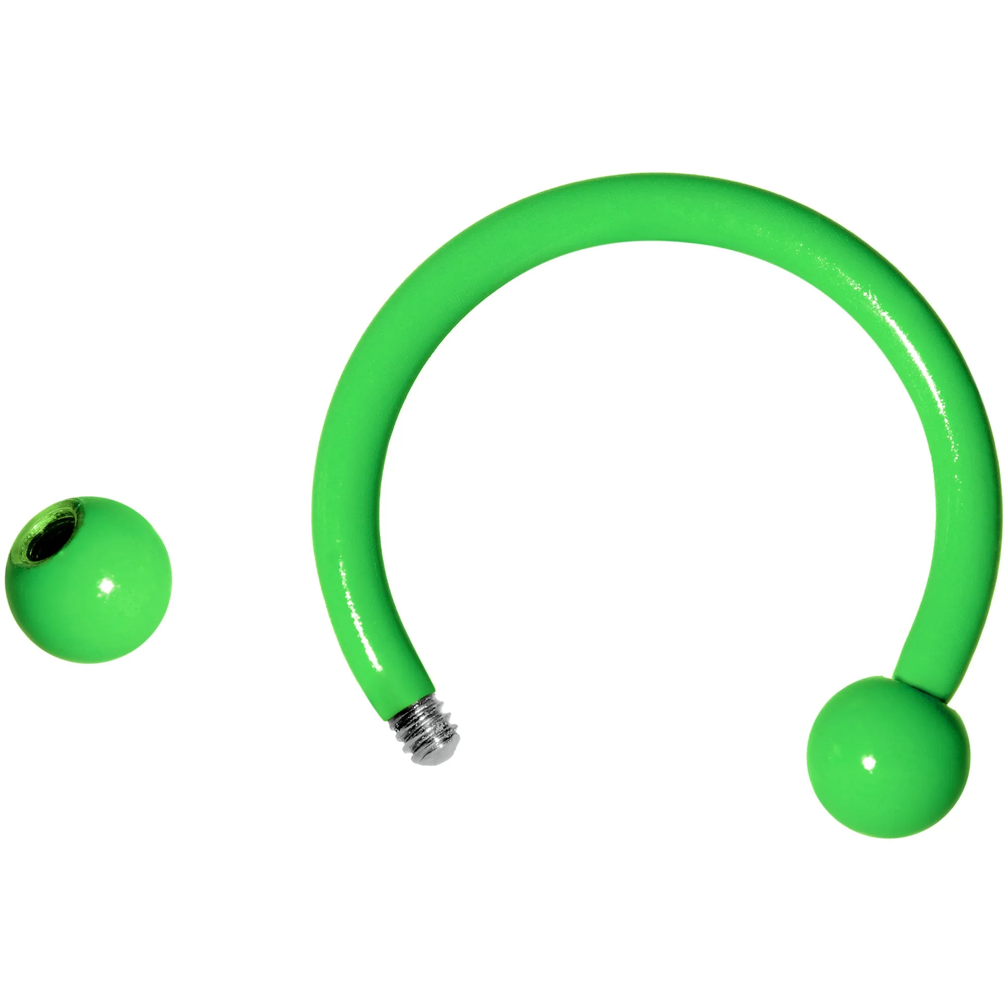 16 Gauge 3/8 Green Glow in the Dark Horseshoe Curved Barbell Set