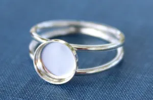 16mm Bezel Sterling Silver Double Band Ring blank