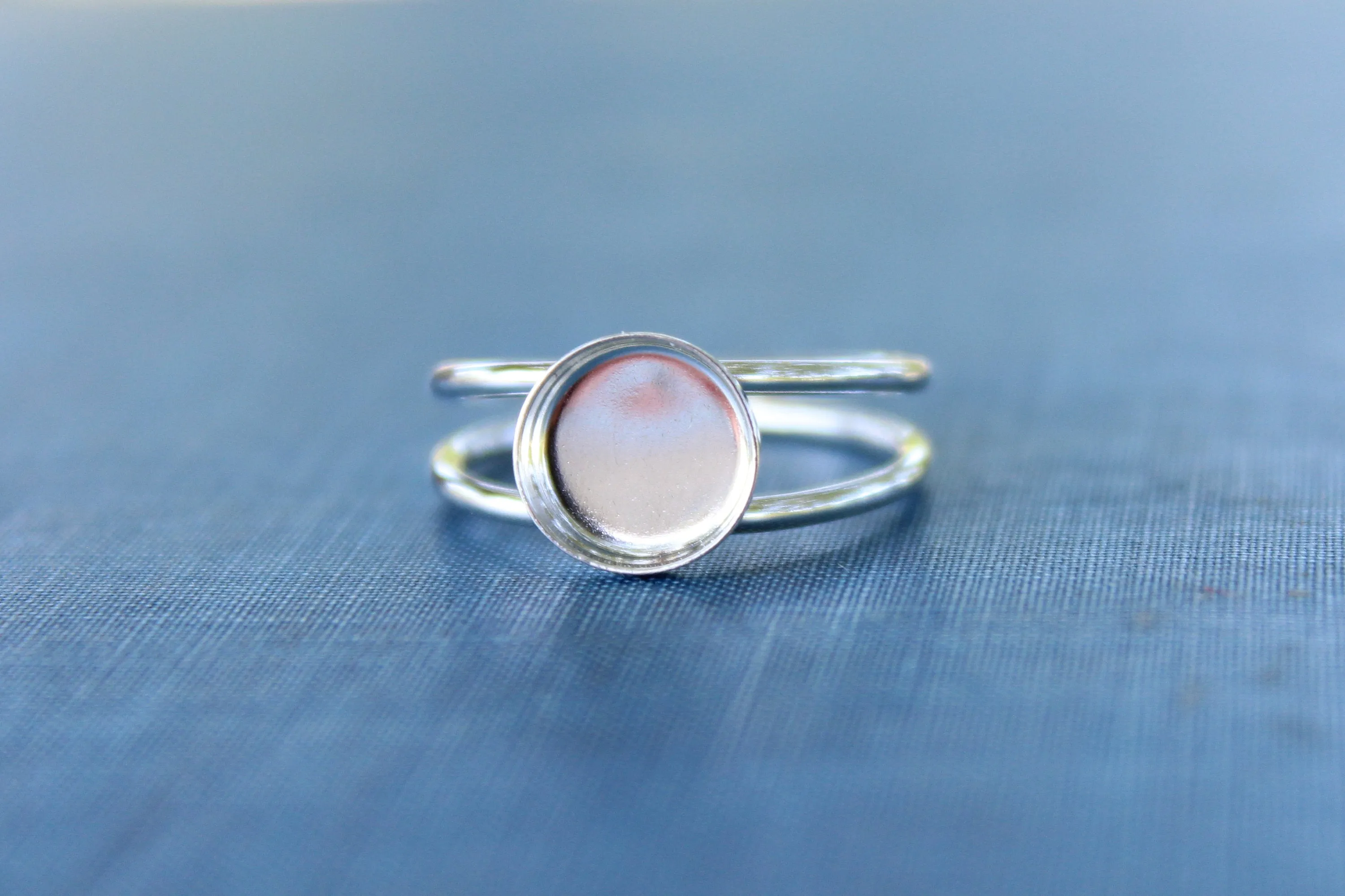 16mm Bezel Sterling Silver Double Band Ring blank