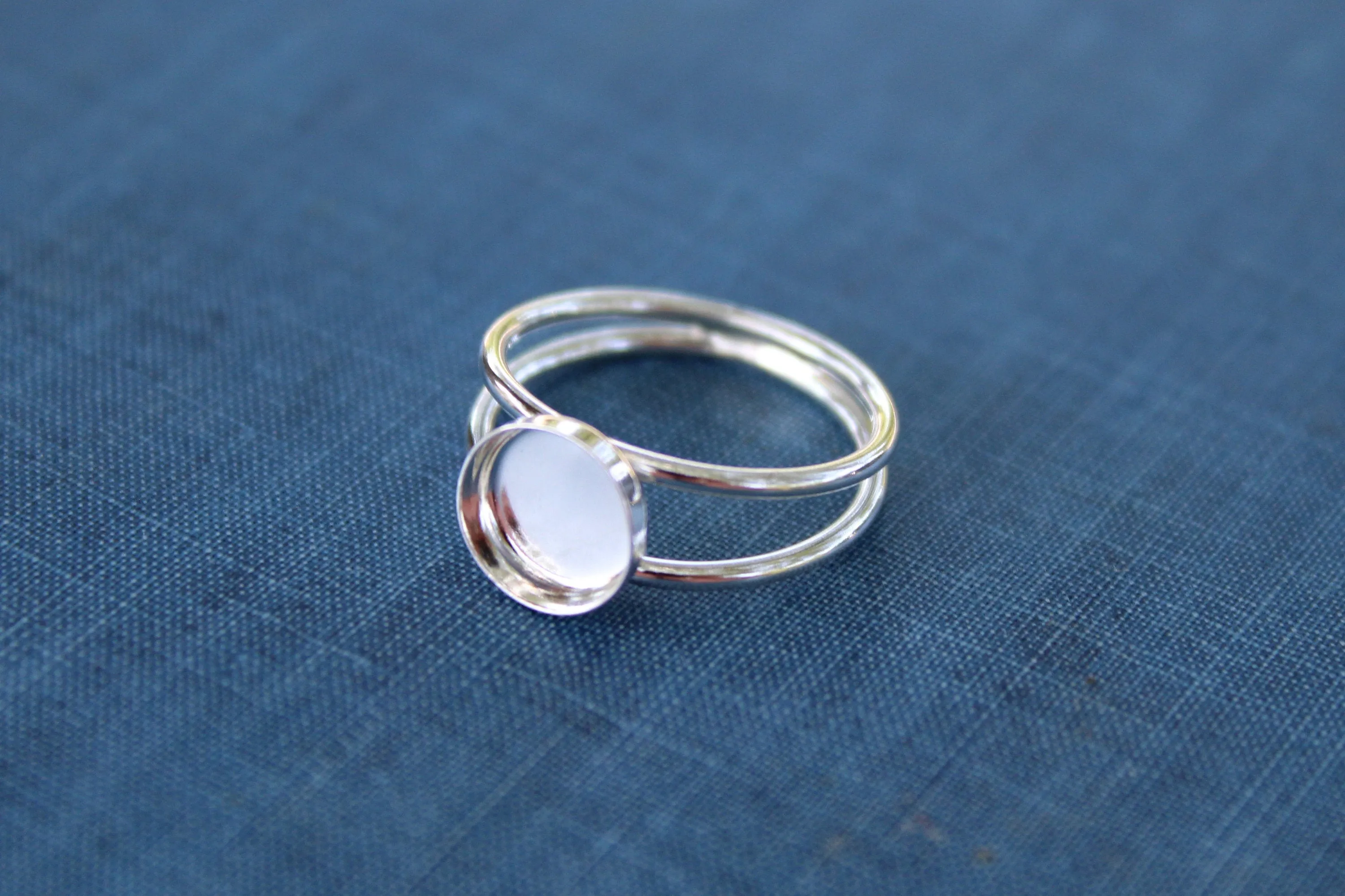 16mm Bezel Sterling Silver Double Band Ring blank