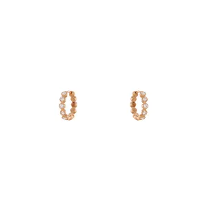 18 Karat Rose Gold Modern Bezel Diamond Hoops