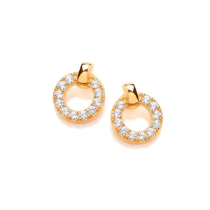 18ct Yellow Gold Plated Sterling Silver & Cubic Zirconia Cirque Roulette Earrings