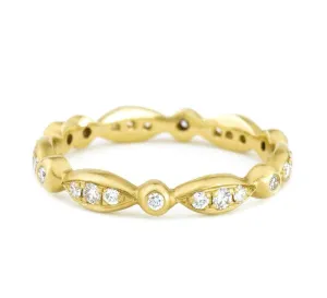 18K Gold and Pave Diamond "Marquise" Ring