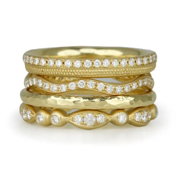18K Gold and Pave Diamond "Marquise" Ring