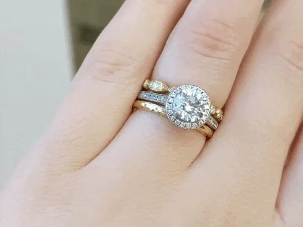 18K Gold and Pave Diamond "Marquise" Ring