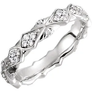 18K White 1/3 CTW Diamond Sculptural-Inspired  Eternity Band Size 5
